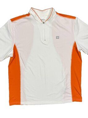 Wilson 1/4 Zip Performance Polo Shirt Stretch Short Sleeve White Large